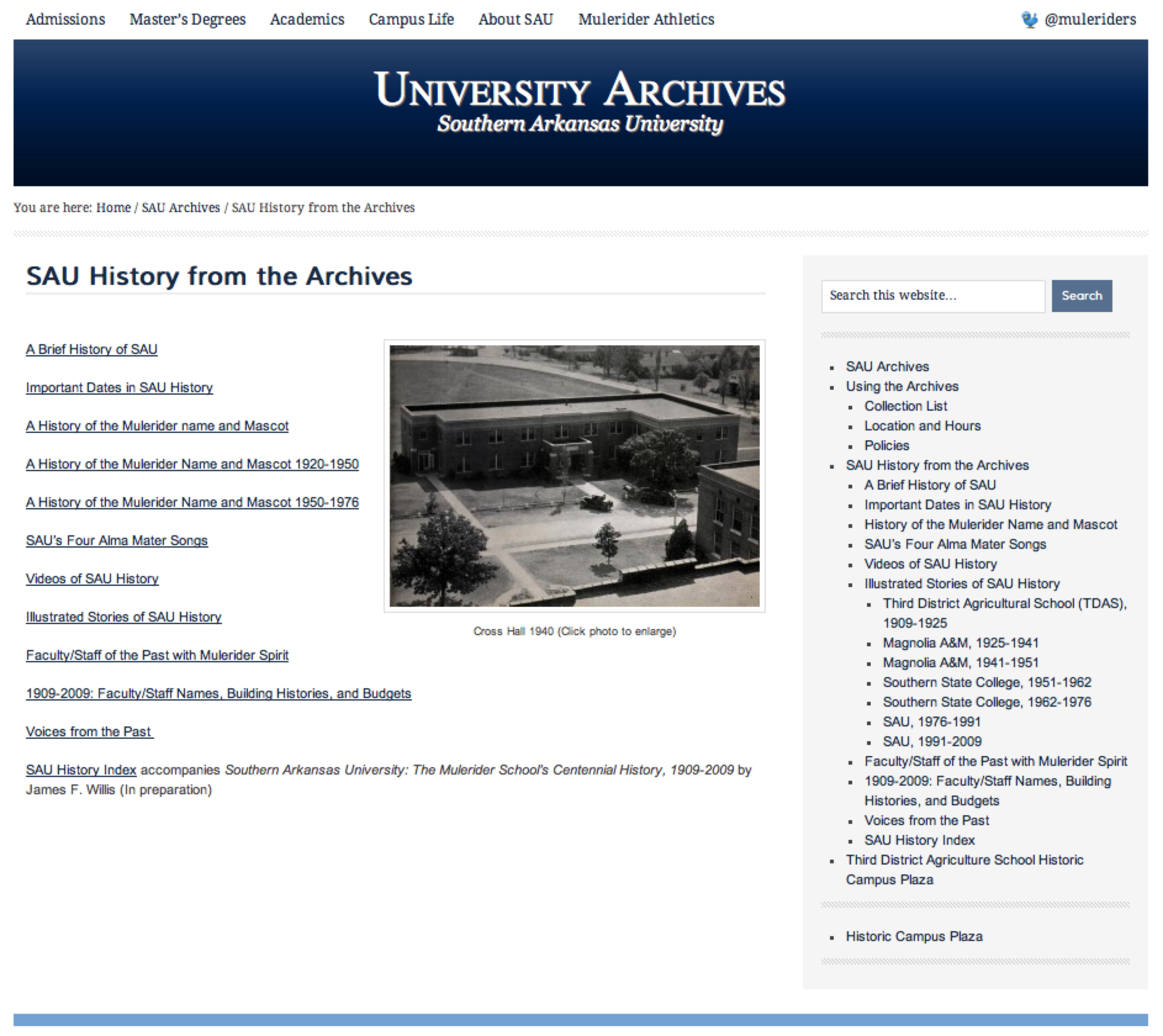 SAU Archives screenshot