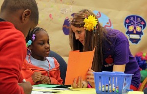 SAU student with Union elementary students