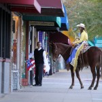 Mulerider greeting people on the streets