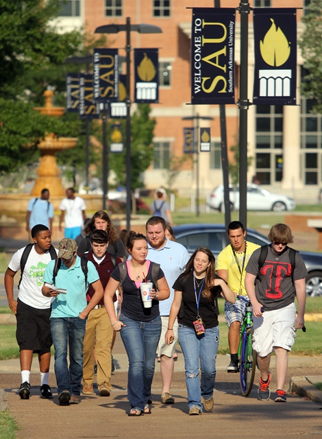 Photo of students walking on campus