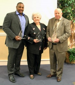 The award recipients, left to right, were Nik Lewis, Distinguished Young Alumnus; Dr. Ann Thomas, Lifetime Achievement; and Dr. Lathan Barnard Daniels, Distinguished Golden Rider Alumnus.